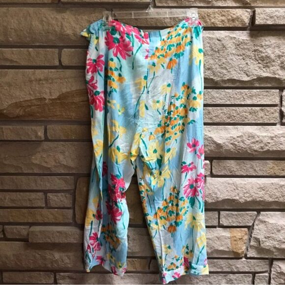 Vintage JAMS WORLD DADA DAISY DANCE Floral Multi Cropped Pull On Pants M - Picture 2 of 9